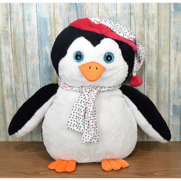 Jumbo Penguin 28" Christmas Plush Stuffed Animal Holiday One of a Kind GOFFA - Picture 1 of 16
